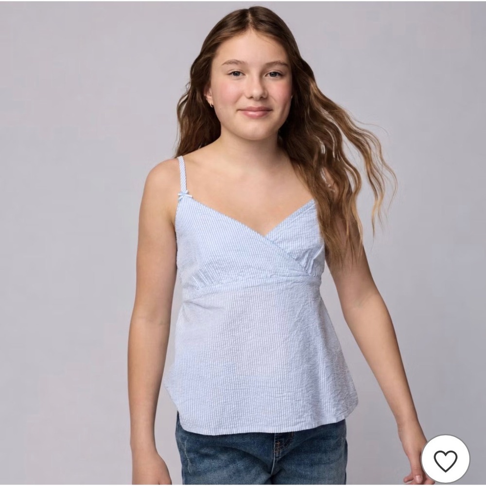 PacSun Kids Blue White Striped Seersucker Cami Top XL 14-16 NEW